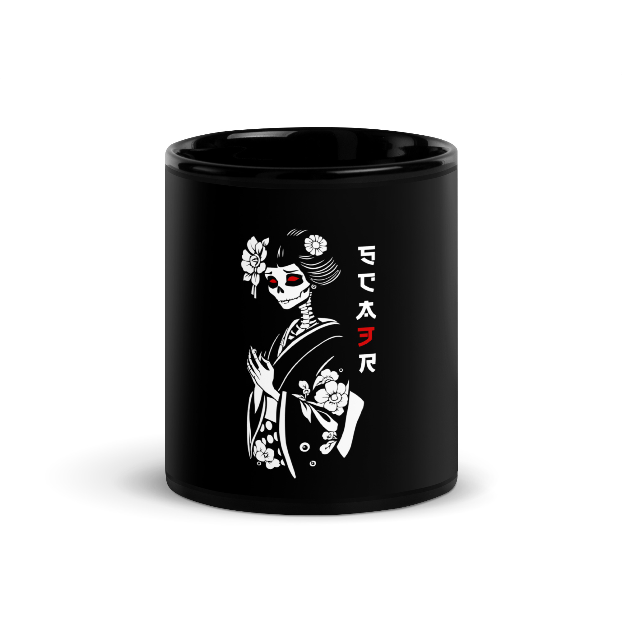 Mug brillant noir Skull&Geisha – Image 2