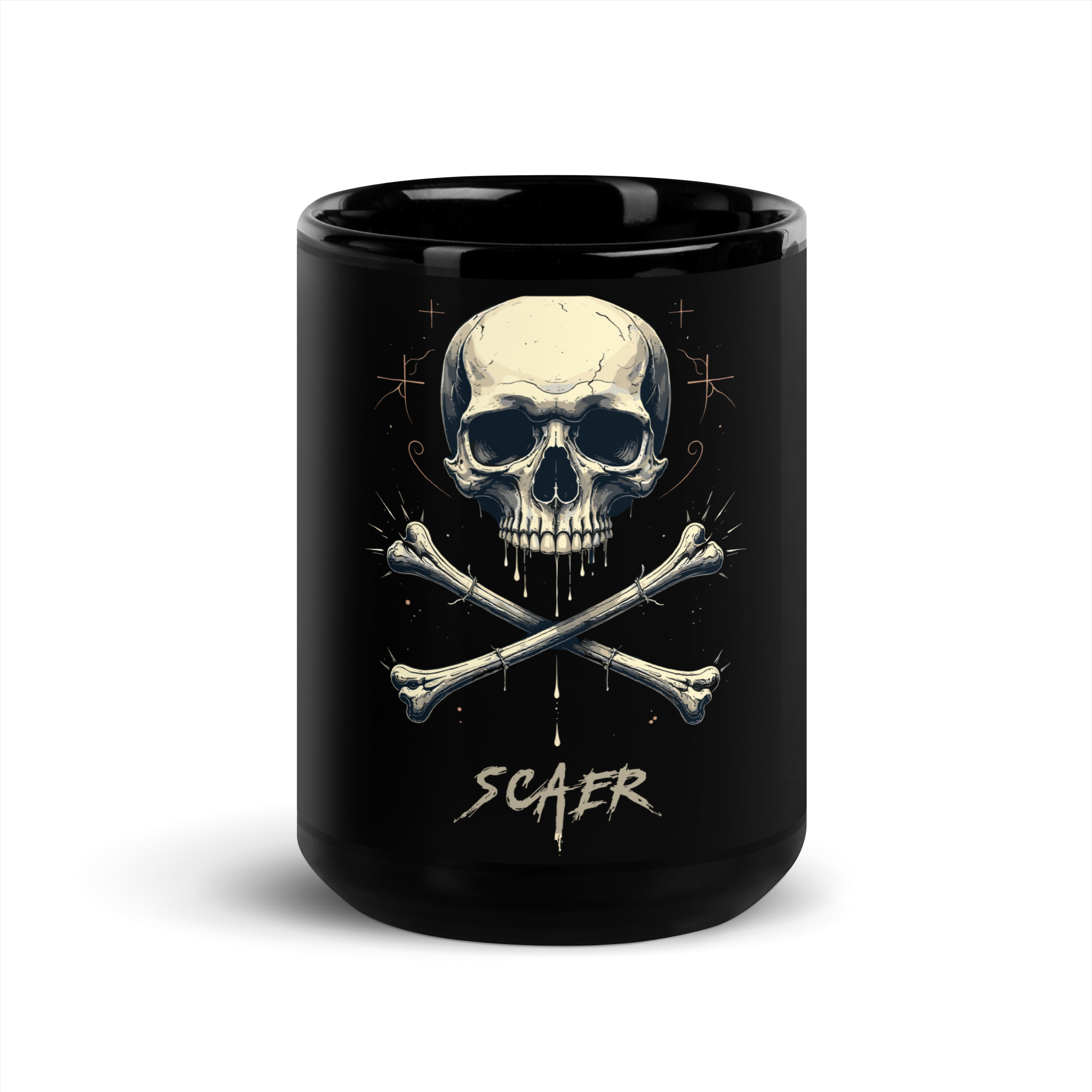 Mug brillant noir Skull&Bones – Image 4