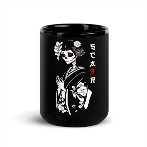 Mug brillant noir Skull&Geisha