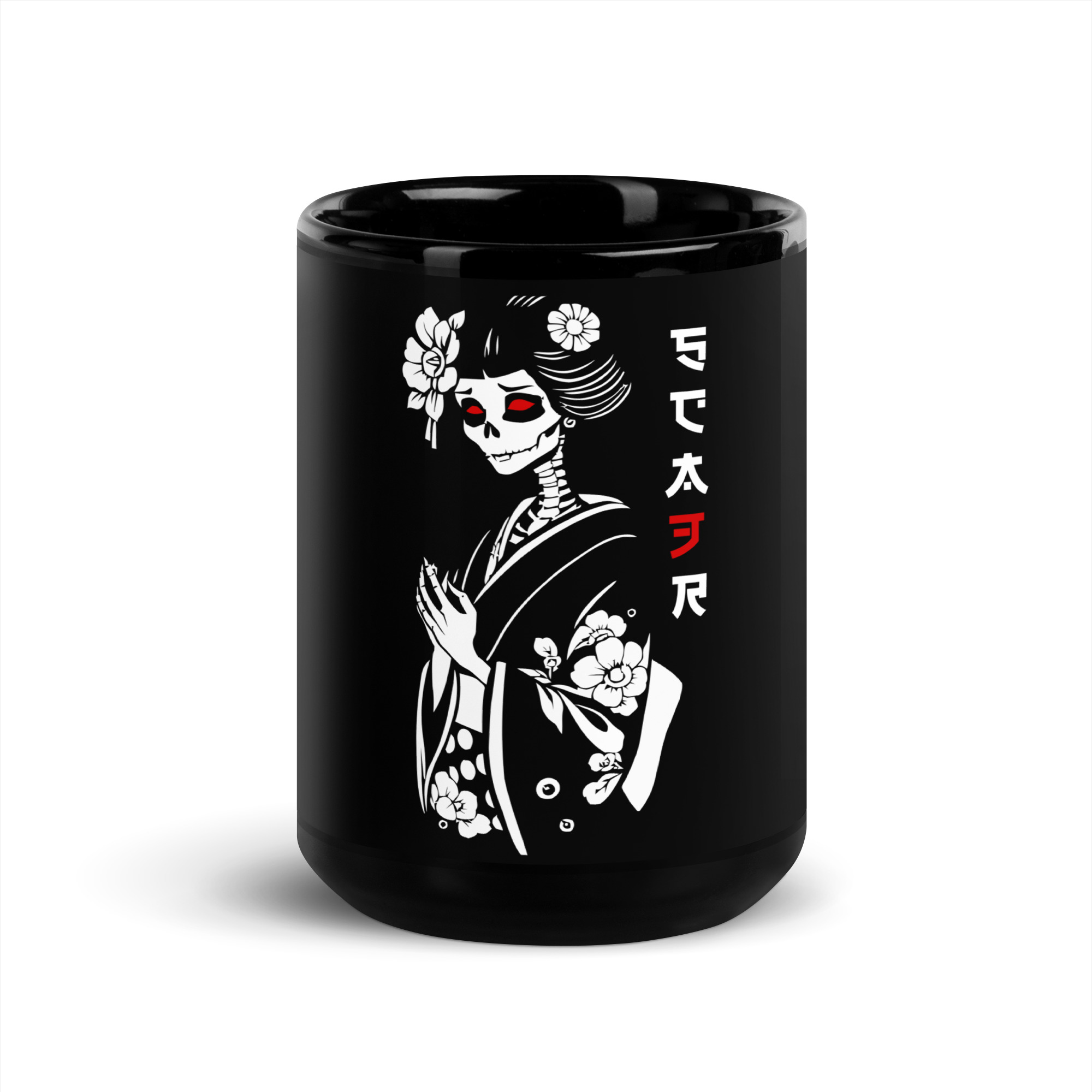 Mug brillant noir Skull&Geisha